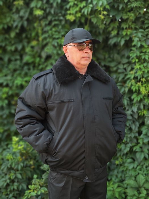 Бушлат утеплений Чорний для охорони / Куртка ОЗФ утеплена Чорна