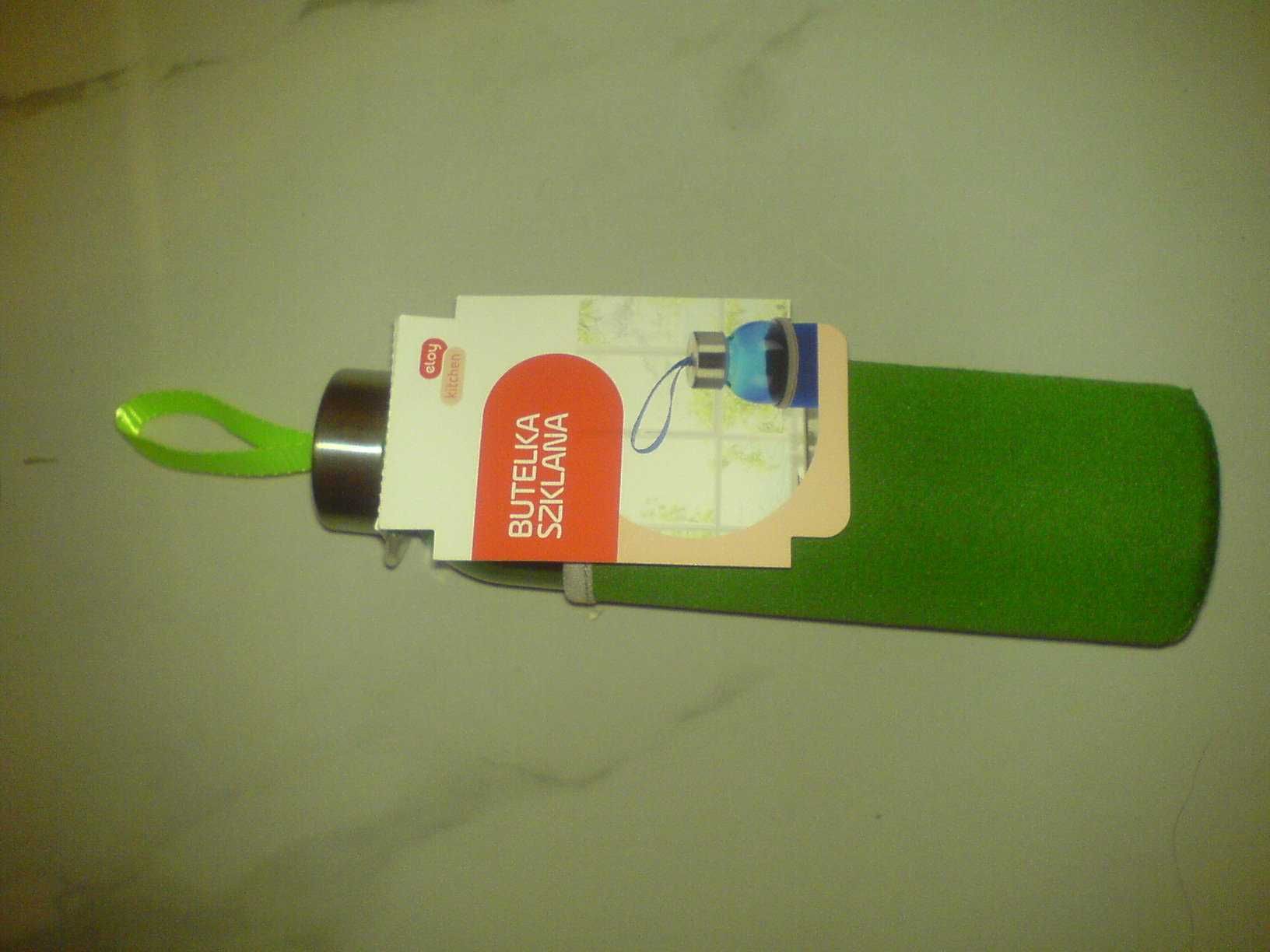 Bidon Zielona Butelka w koszulce 500ml, uchwyt, nakrętka, NOWY NIEUŻYW