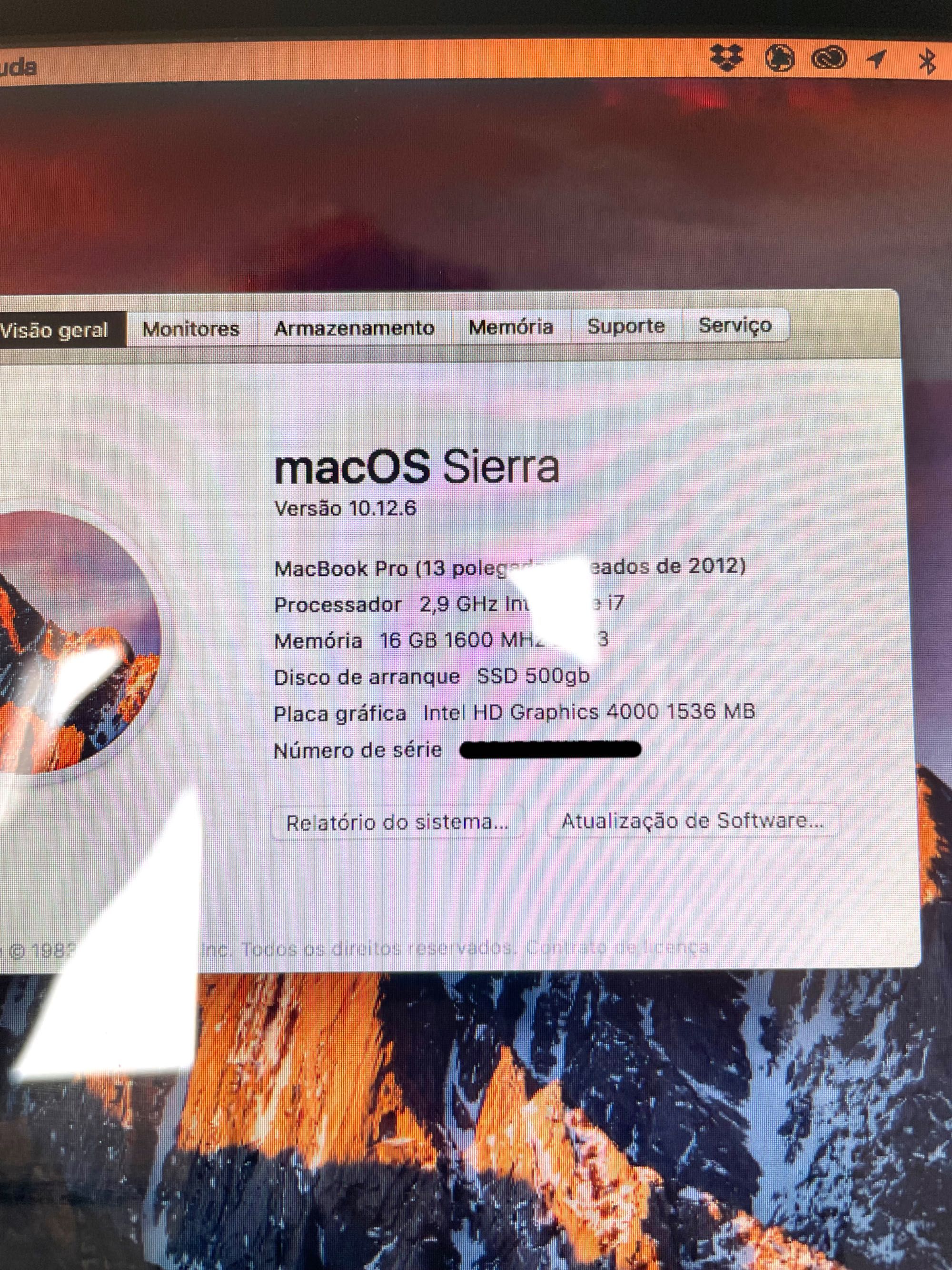 MacBook Pro 16Gb 500SSD I7 2,9Ghz (13 Polegadas) 2012