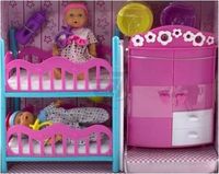 Куклы два функциональные пупса с двухьярусной кроваткой мебель 5036610