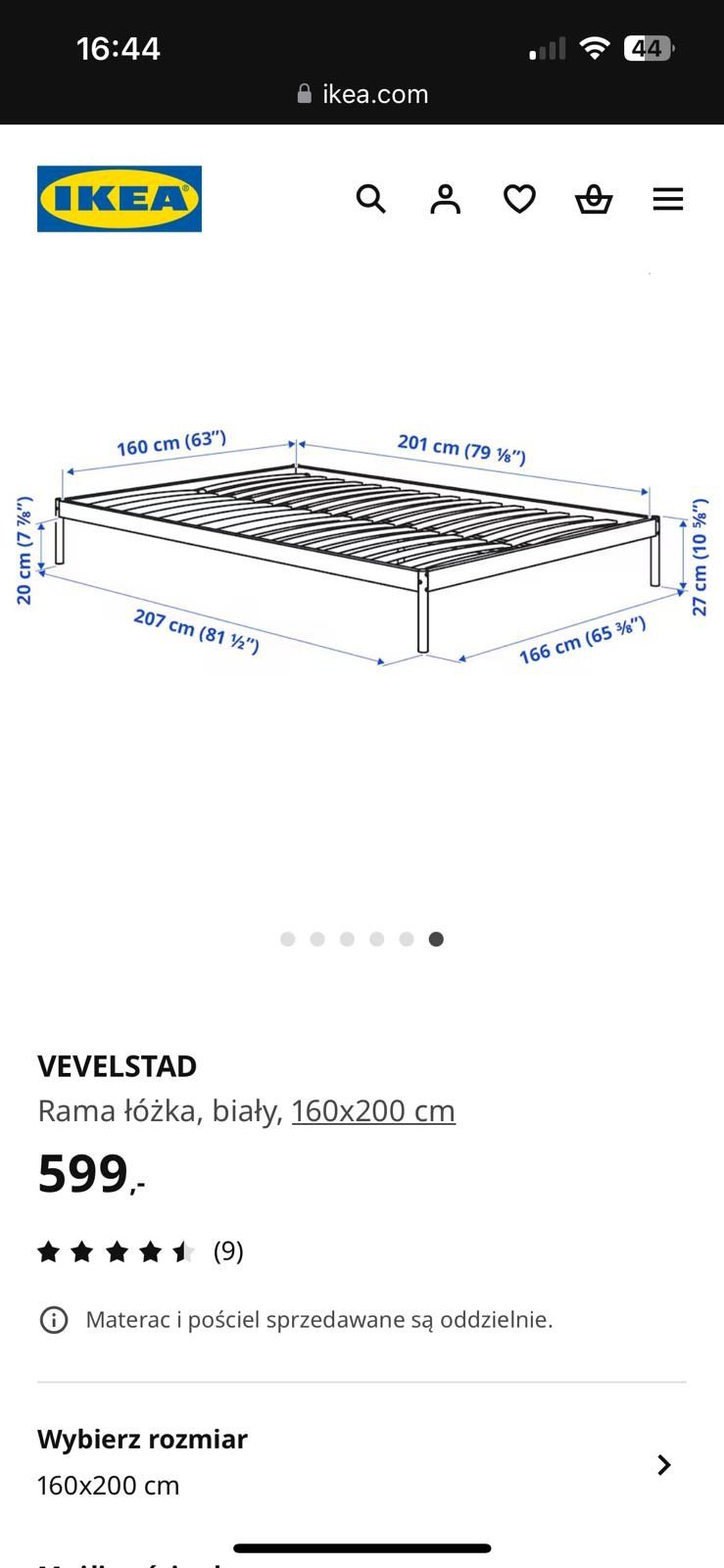 Łóżko ikea 160 x 200