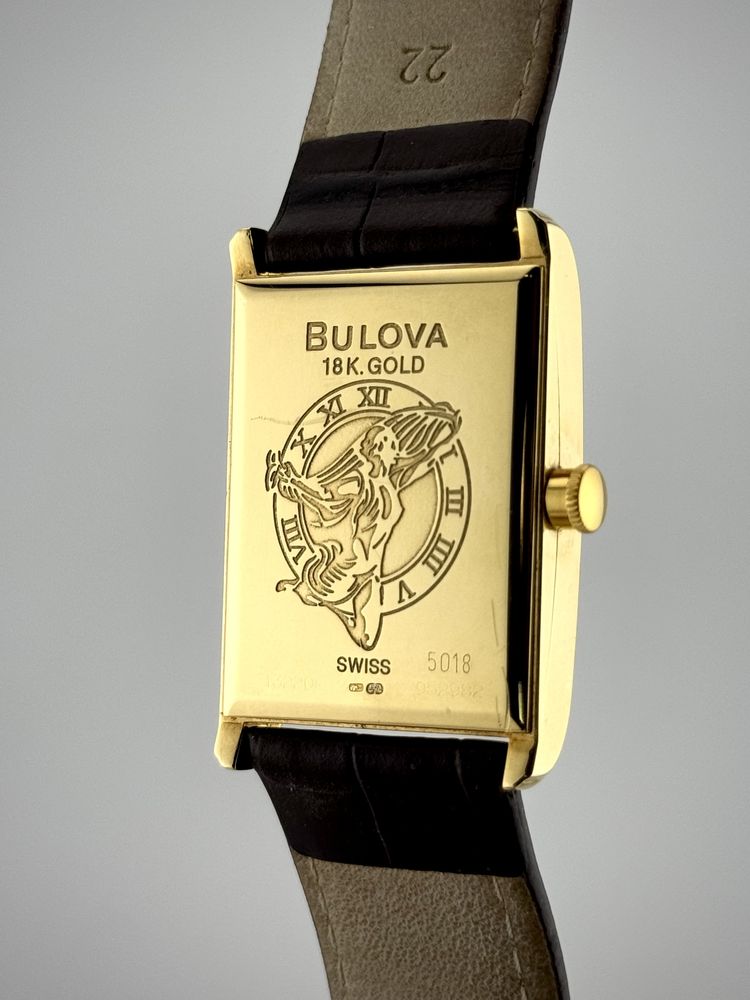 -3K WYPRZEDAŻ! FVAT 18k 750 Bulova Rectangular 13220 KOLEKCJONERSKI