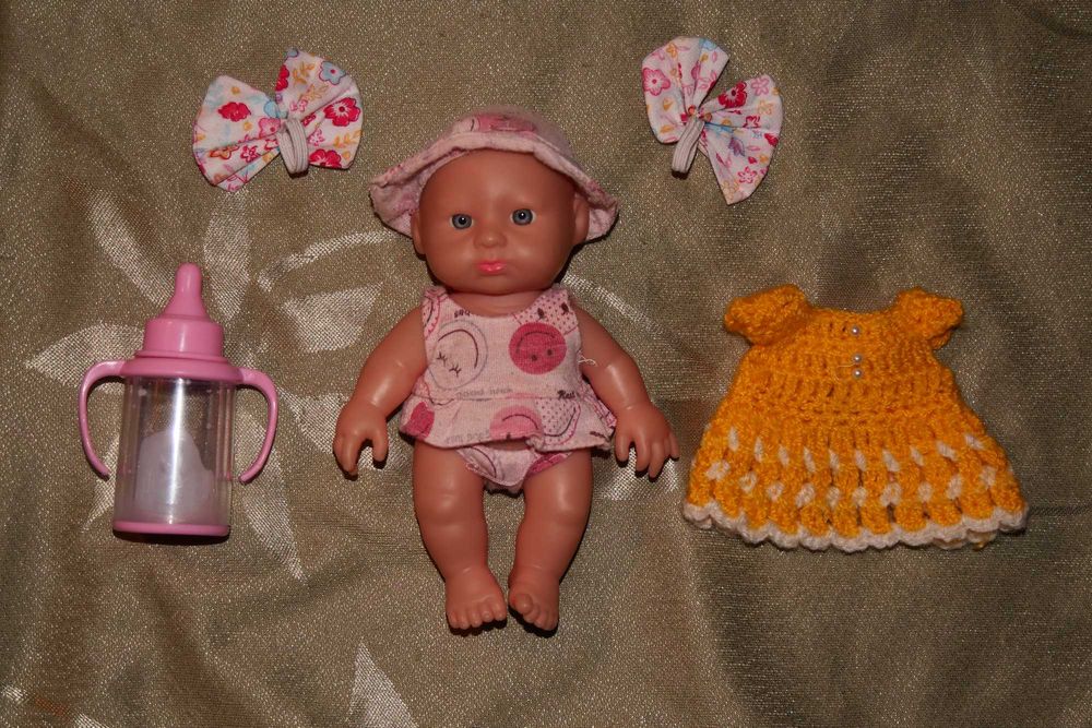Lalka lala bobas dzidziuś maluszek + akcesoria butelka ubranko kokardy