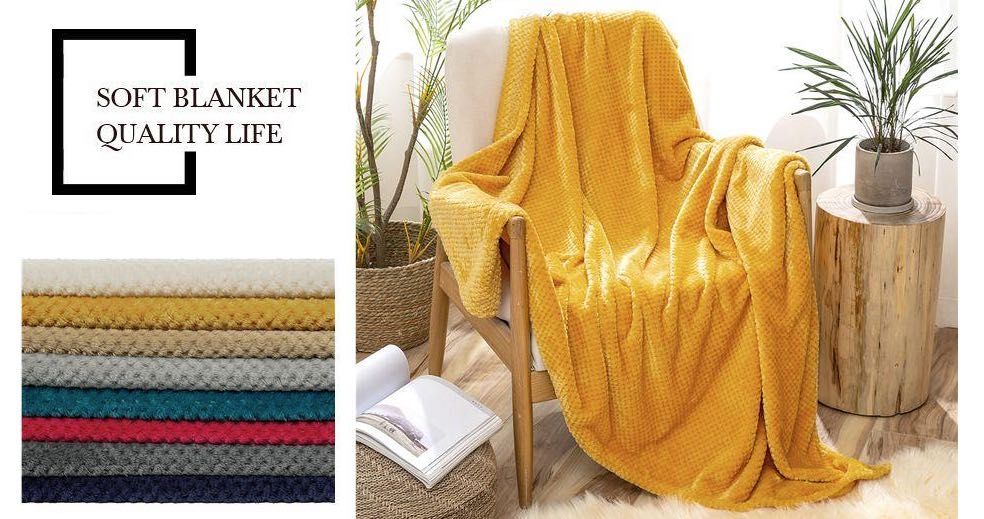 MIULEE Flanelowy koc wzór 127x153 miękki, ciepły złoty orange