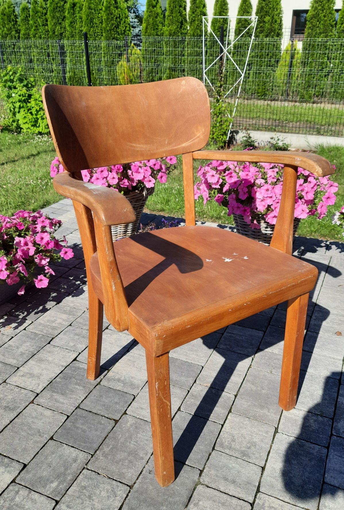 Fotel, krzesło Thonet, vintage, PRL, drewno i gięta sklejka.