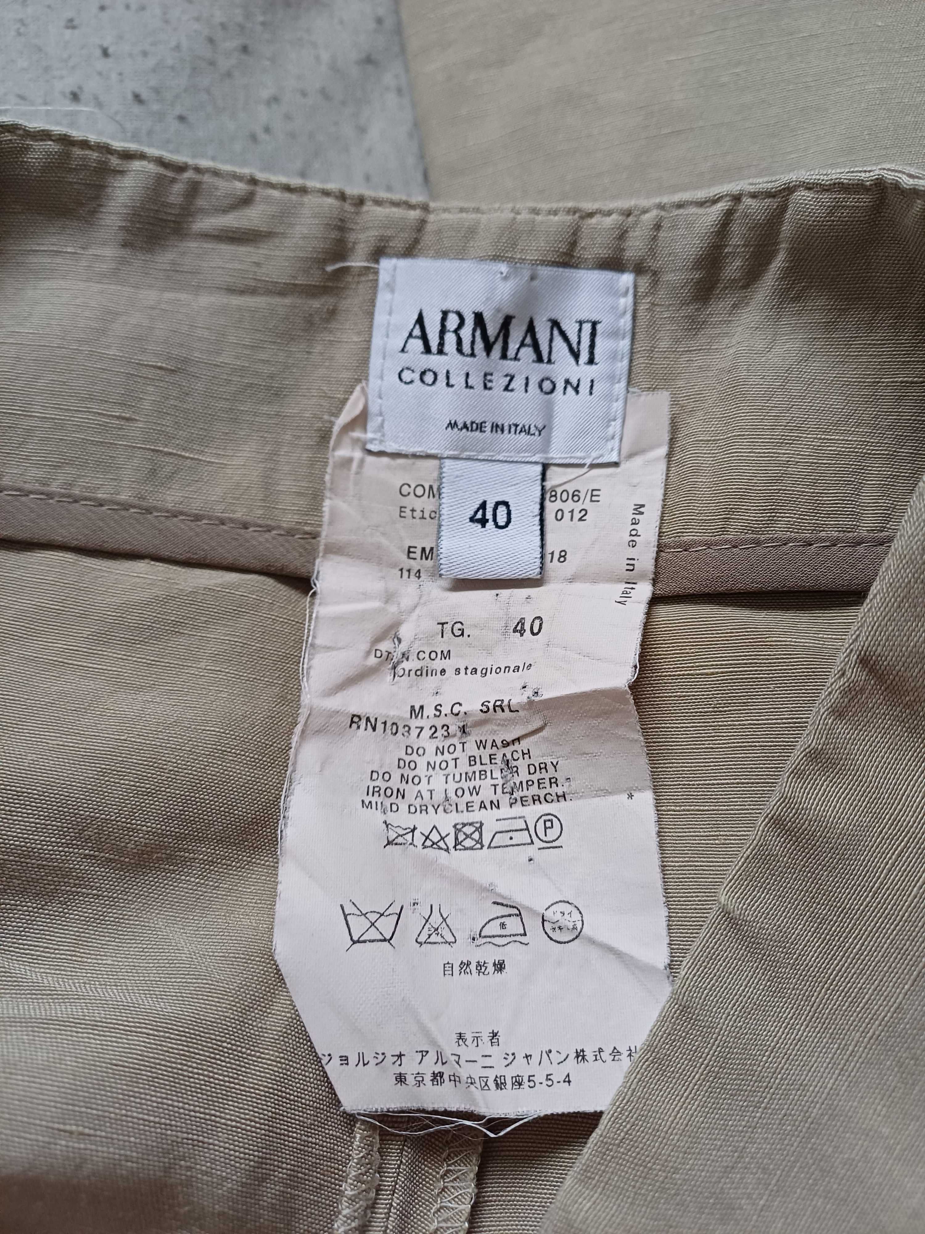 Spodnie Armani Collezioni jedwab len rozmiar L