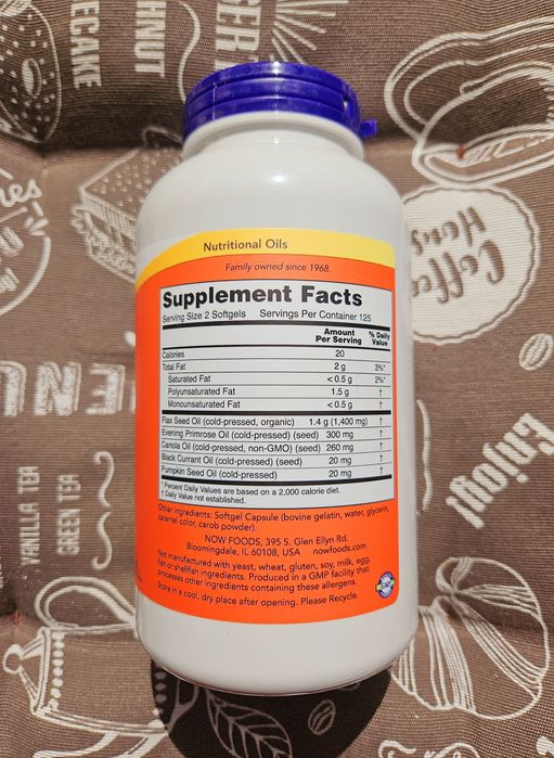 Now Foods омега-3-6-9 omega 3 6 9 олія льону примули гарбуза 100 250