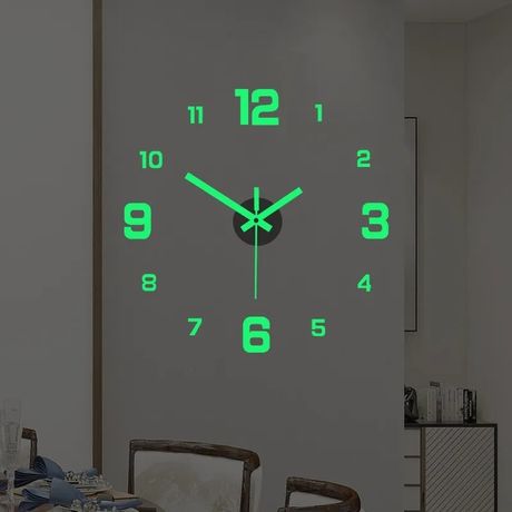 Zegar 3D dekoracyjny ścienny świeci w ciemnosci