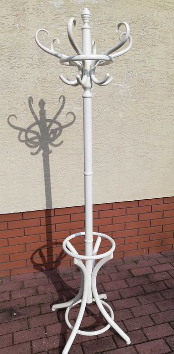 Wieszak stylowy dębowy deski ścienny wolnostojący gięty Fameg