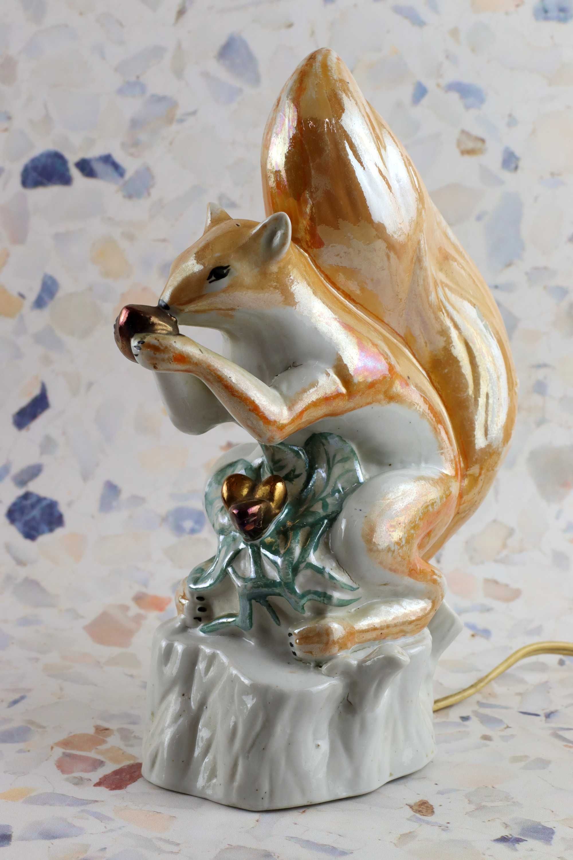 Ceramiczna lampka wiewiórka Steatyt ceramika prl Buksowicz Katowice