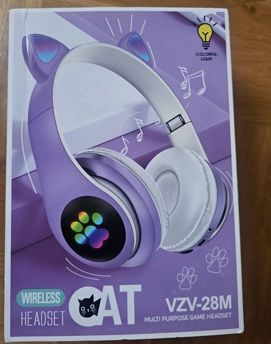 Słuchawki bezprzewodowe uszy kotka kotki jak nowe