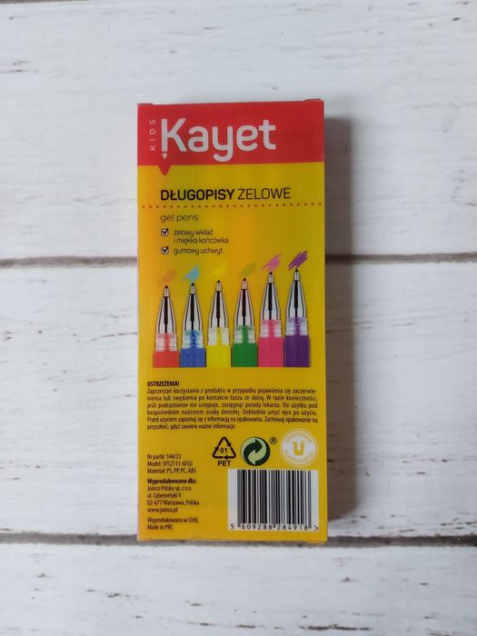 Kayet Długopisy żelowe neonowe 6 szt nowe