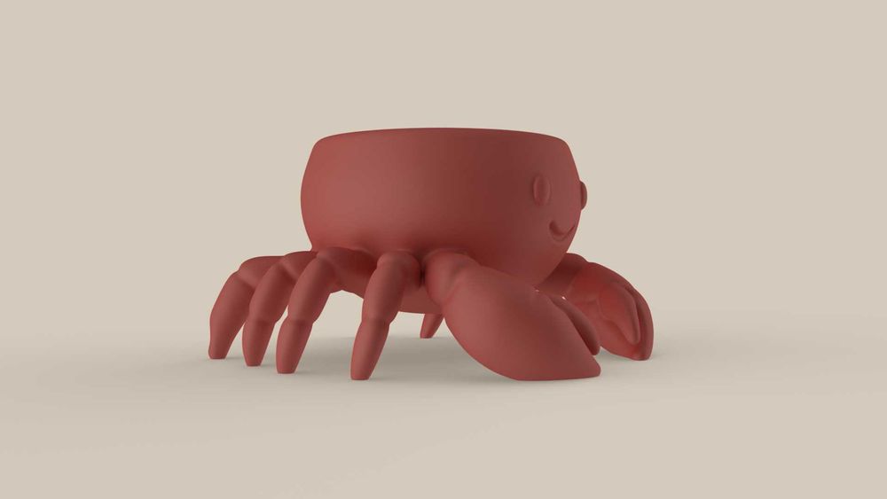 Vaso/Suporte Caranguejo Fofo 3D | Decoração Marinha Original