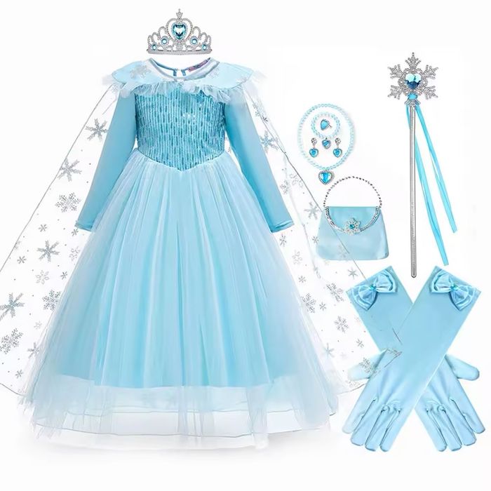 Сукня Ельзи Ельза плаття дитяче костюм Эльза Frozen голубе довге 3-9р.