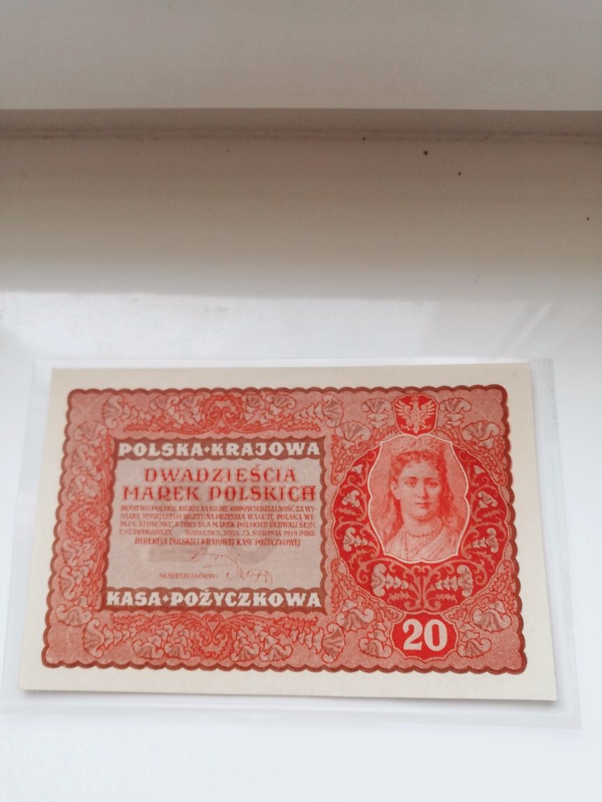 Polska 20 Marek Polskich 1919 Jadwiga banknot