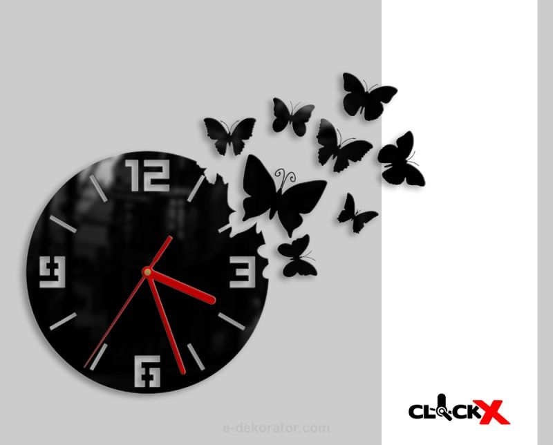 Zegar ścienny okrągły Butterfly Motyle Clockx tarcza 28cm - ekspozycja