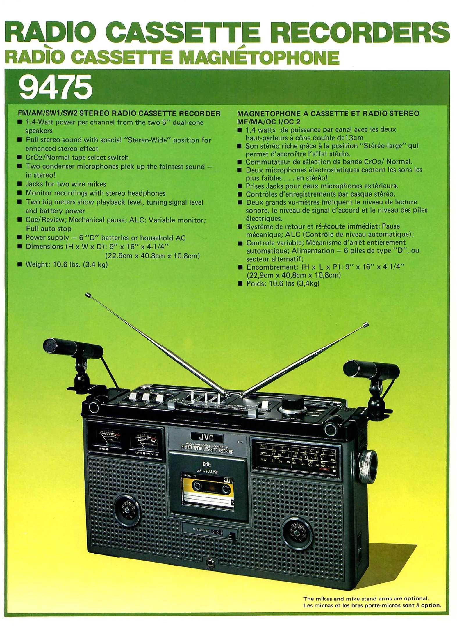 Retro JVC 9475 LS Radio Kaseciak Vintage boombox
