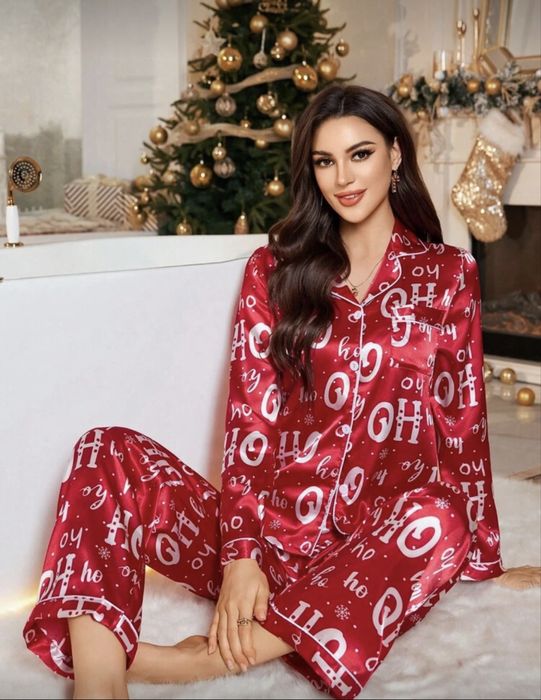 Жіноча новорічна різдвяна піжама HO HO червона