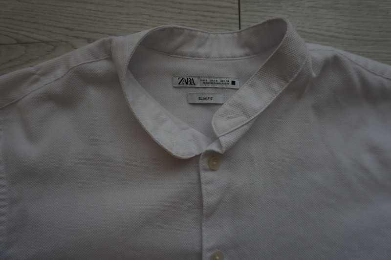 biała koszula ze stójką~ faktura~ Zara Slim fit r.36