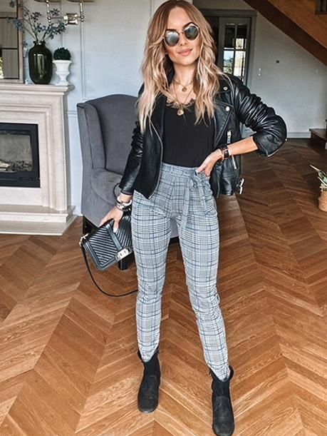 Spodnie eleganckie w kratę L/xl