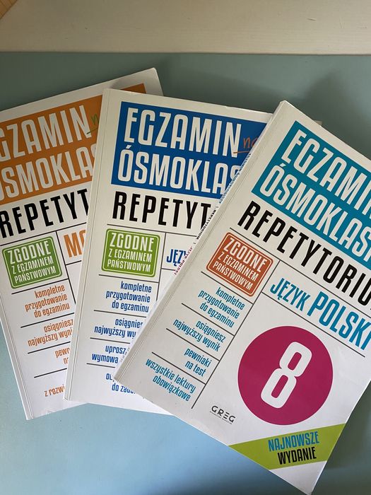 Repetytorium komplet 3 sztuk Grek dla klas 8 jak nowe!