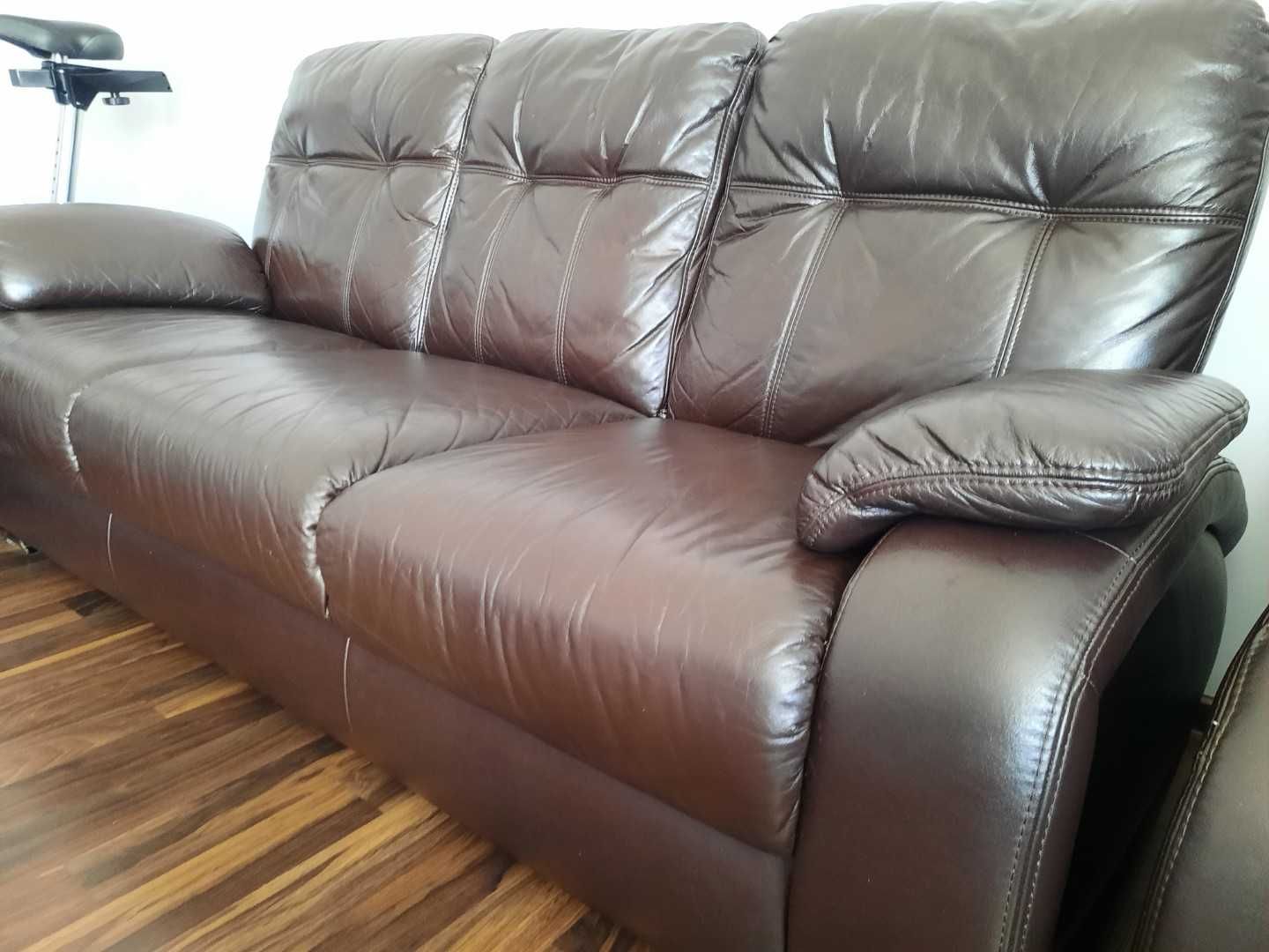 Tapczan Sofa Fotel Skora Zestaw 3+2+1 GALA MEBLE STAN BARDZO DOBRY