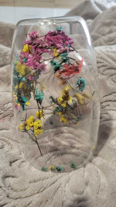 Стакан стеклянный с двойным дном "Сухоцветы" 450 мл