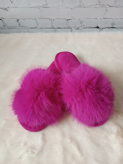 Klapki futrzane na gumowej podeszwie 38/39