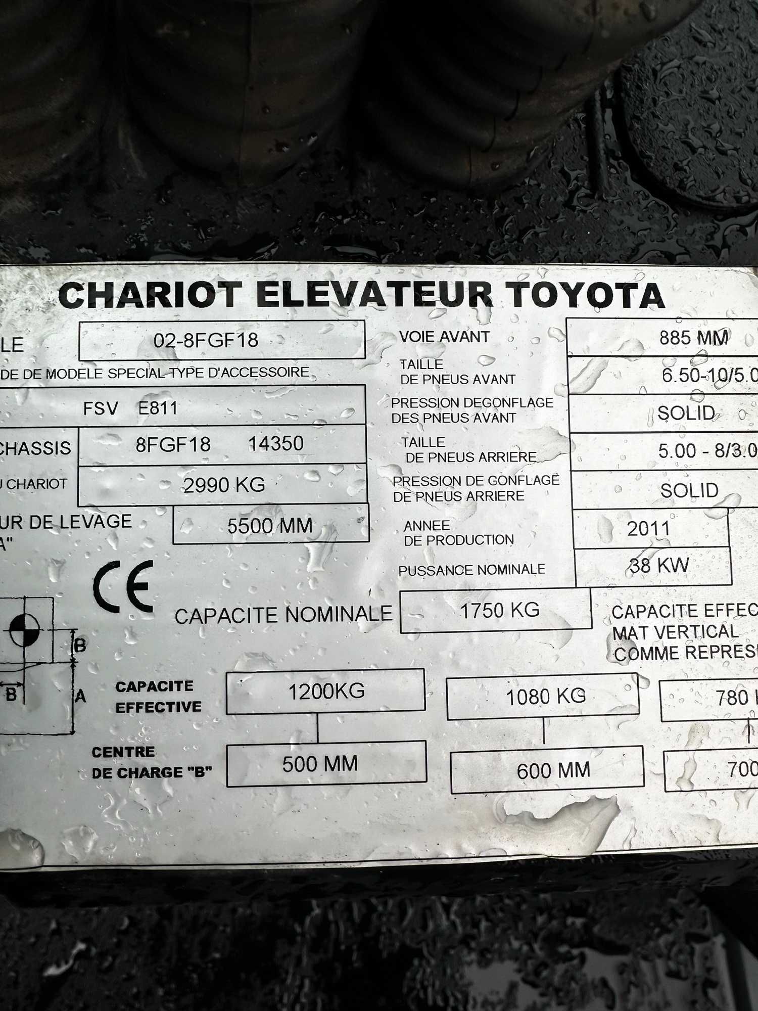 wózek widłowy TOYOTA 02-8FGF18 LPG Triplex 5.50m 1800kg 2011' 9800mtg