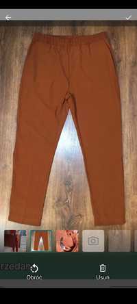 Ładne czekoladowe spodnie cienkie lejące, 42/XL
