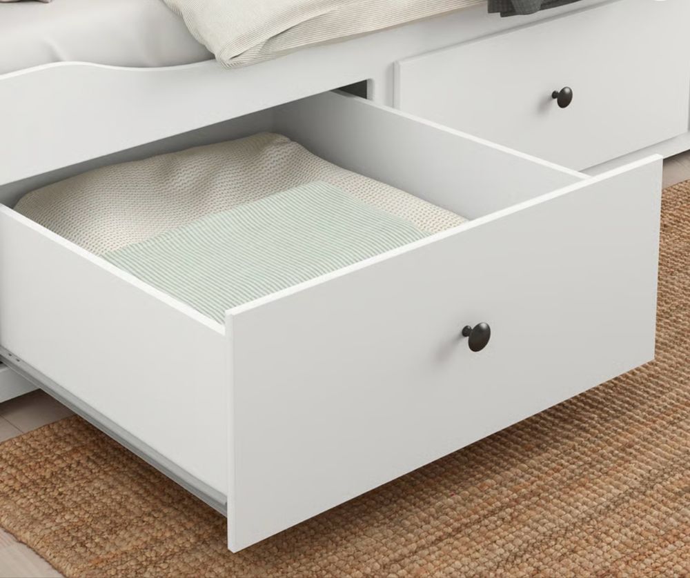 Cama individual/dupla c/3 gavetas/2 colchões, branco 80x200 cm