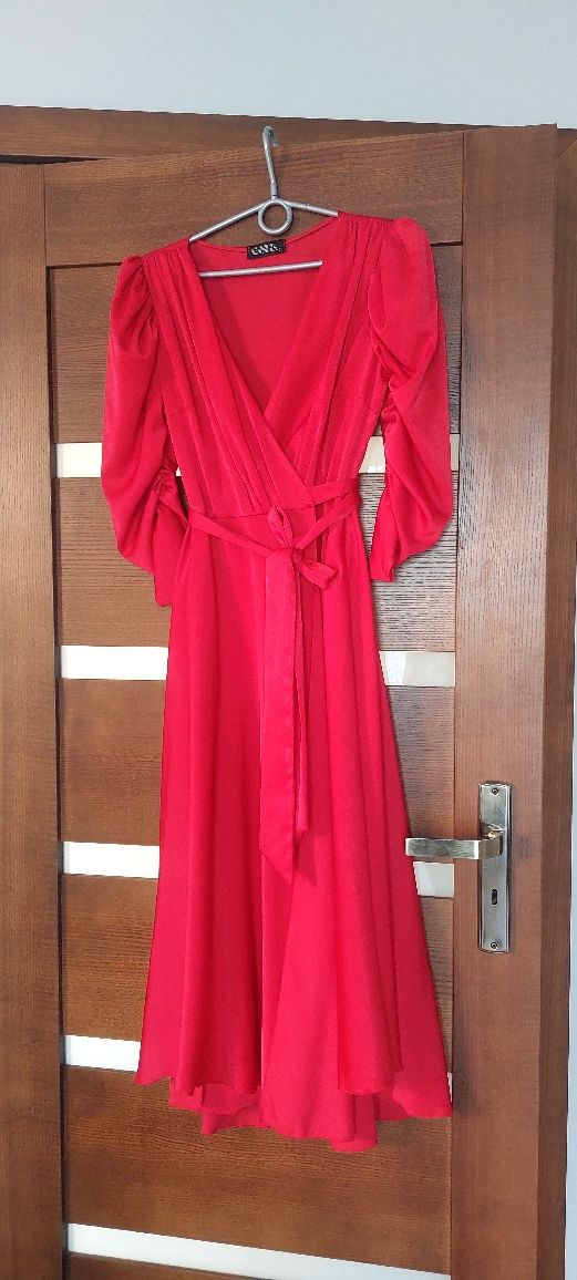 Sukienka EMO ava midi czerwona S 36 elegancka efektowna
