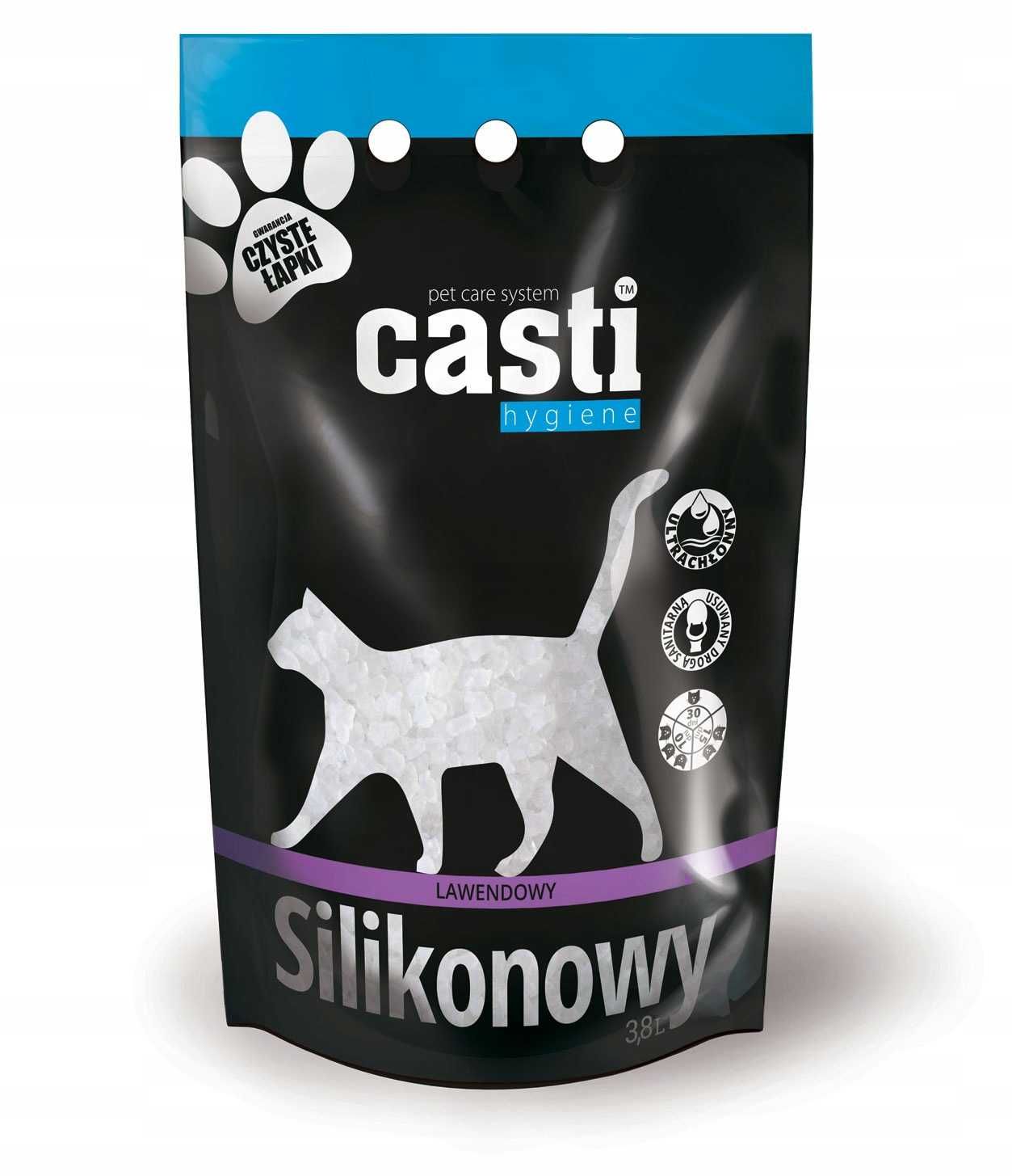 Żwirek silikonowy CASTI 3,8 l zapach lawendowy 8 szt.