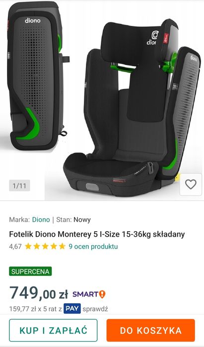 Fotelik samochodowy z Isofix, 100-150 cm, Diono Monterey SGT 5 IST