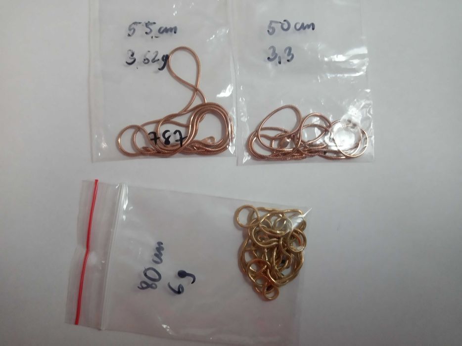 Zestaw 3 pozłacanych łańcuszków ze srebra