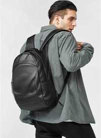 Черный большой спортивный мужской рюкзак кожзам, экокожа