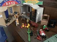 Playmobil Western com banco, casa do sheriff,cavalos e carroça