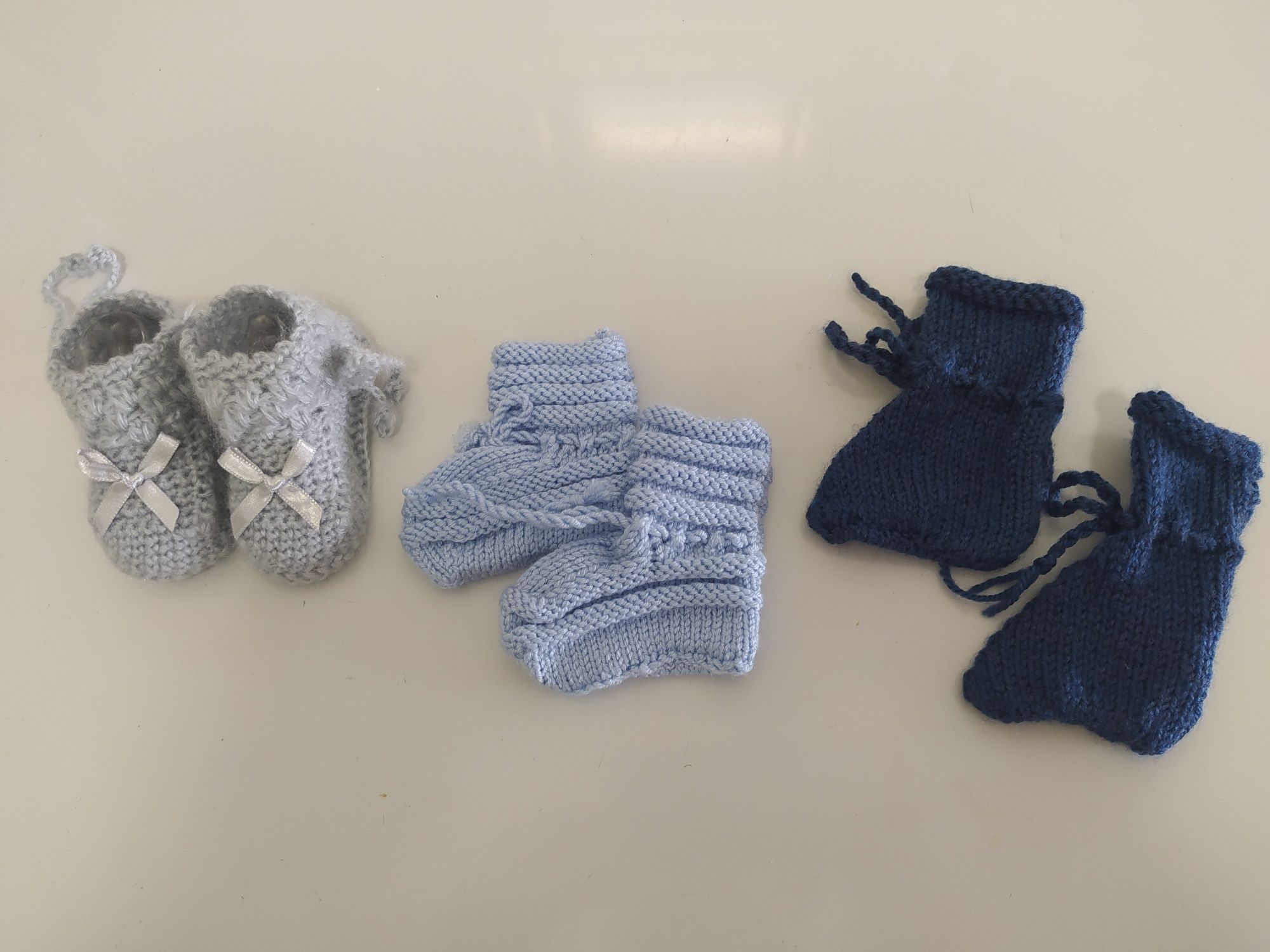 Conjunto de botinhas em tricot 0-3 meses