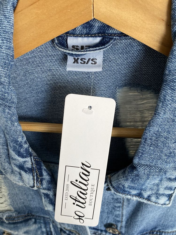 Długa jeansowa kurtka/płaszcz 96% bawełna 4% elastan