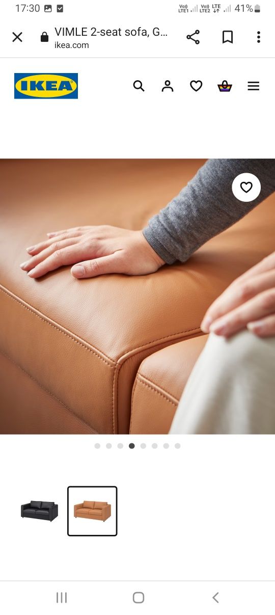 Nowa 1/2 ceny SKÓRA w Polsce niedostępna sofa 2 os. VIMLE z Ikea