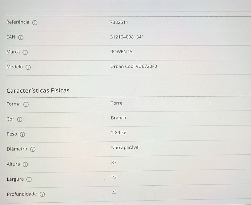 Coluna de Ar Rowenta Urban Cool