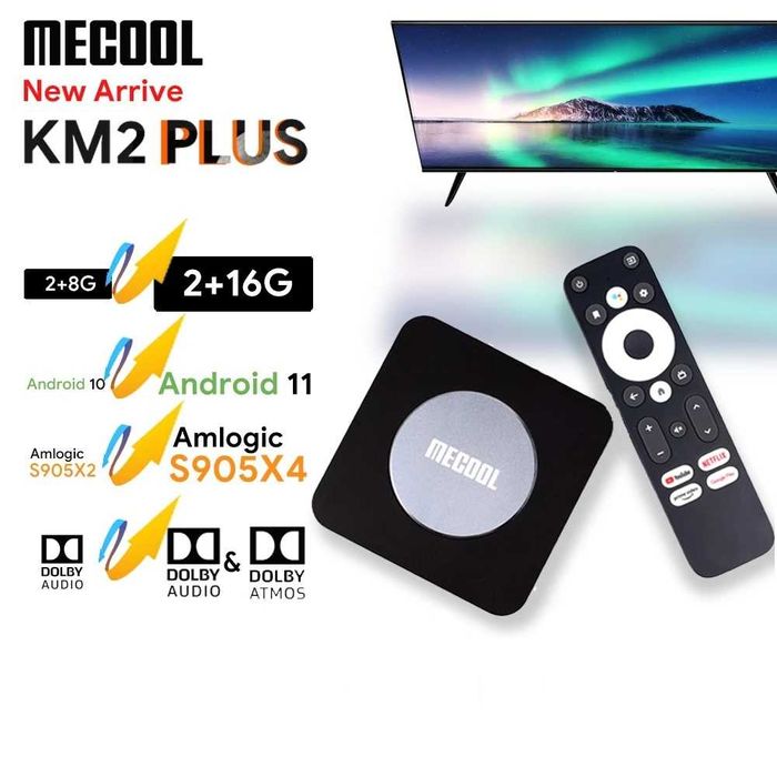 Смарт приставка MECOOL KM2 PLUS Amlogic S905X4-B Netflix Certified 4K