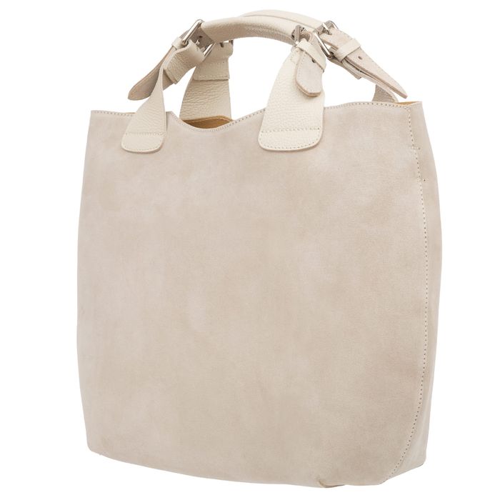 VERA PELLE torebka damska zamszowa shopper duża z paskiem V680 czarna