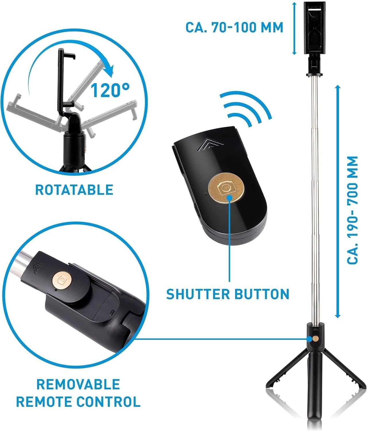 Grundig Selfie Stick i Tripod – statyw  z pilotem Bluetooth