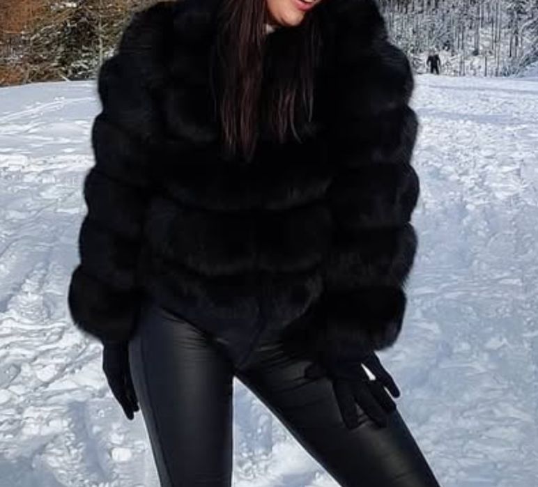 Futro naturalne czarne lis