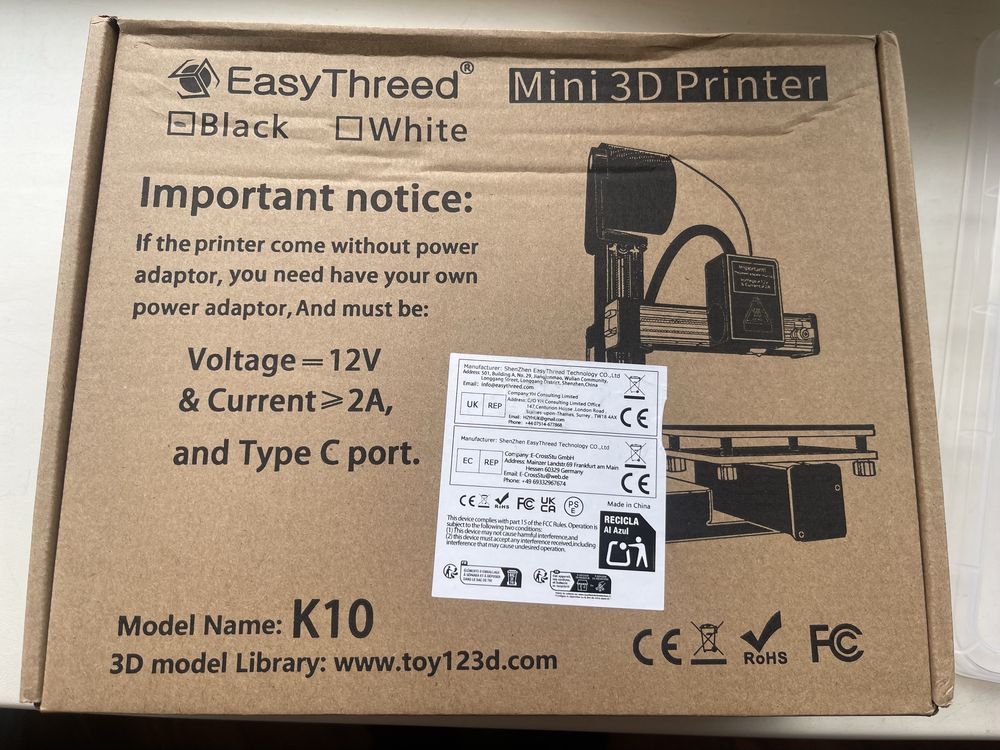 3d прінтер Easy thread mini 3d printer k10