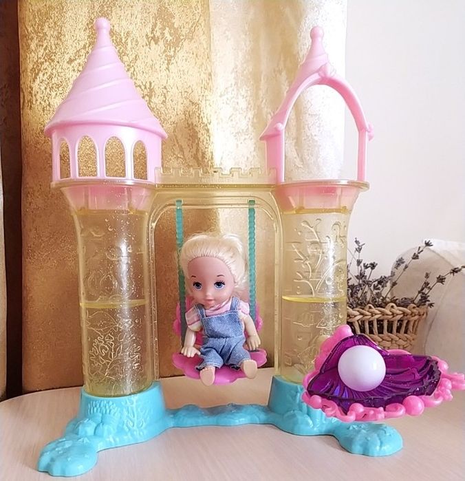 Набор кукла на машине, кукла на качеле, фуд машина раскладная