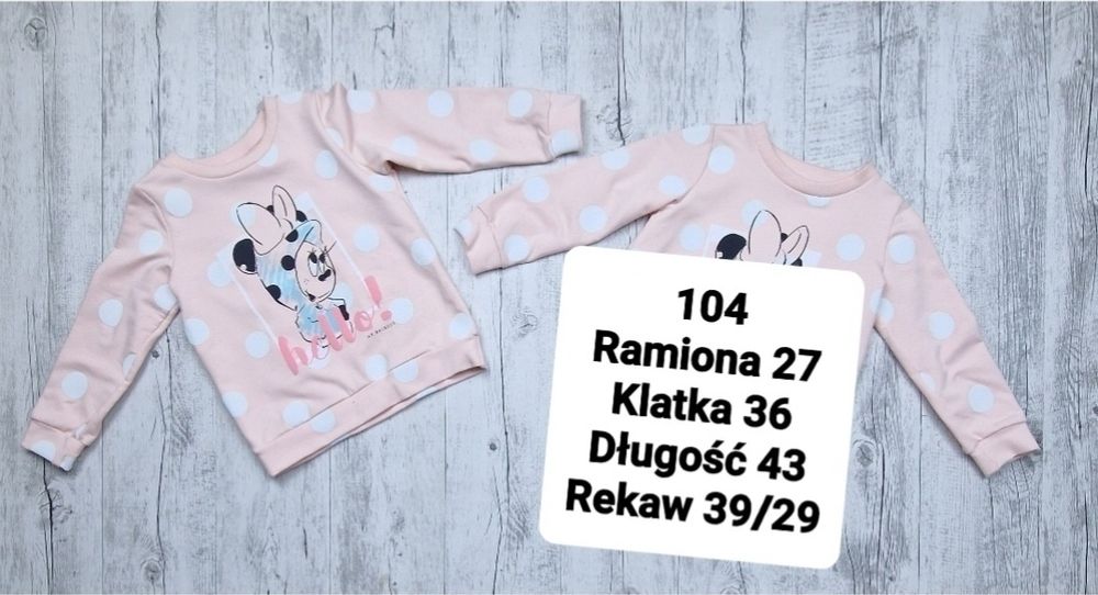 Bluza bawełniana dziewczęca atut Myszka Minnie 104 różowa kropki