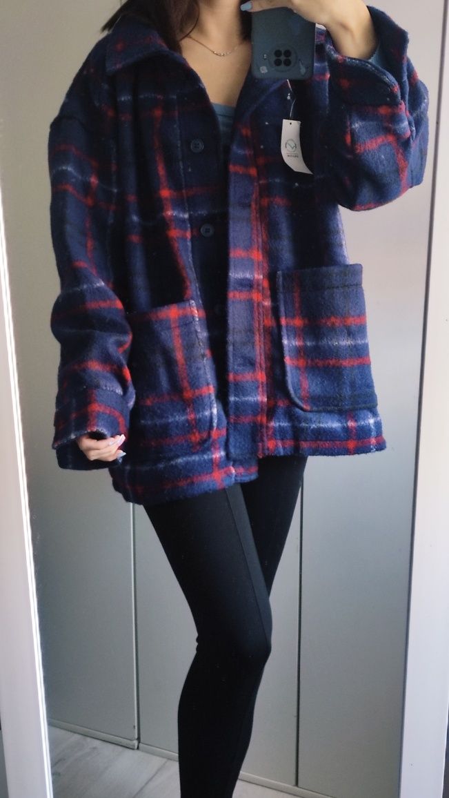 Kurtka jesienna koszulowa elegancka damska L XL oversize