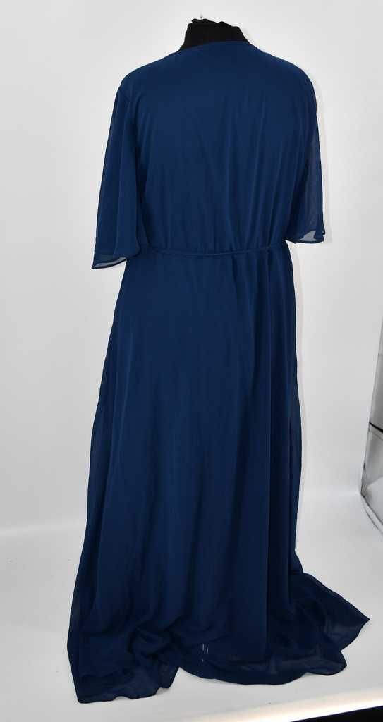 Granatowa elegancka sukienka kopertowa Boohoo 50/52 maxi plus size